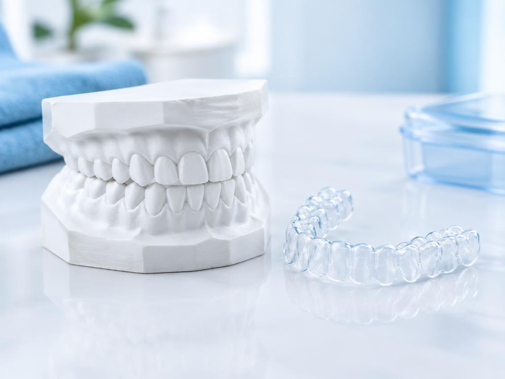 Modelo odontológico de gesso e placa termoformada