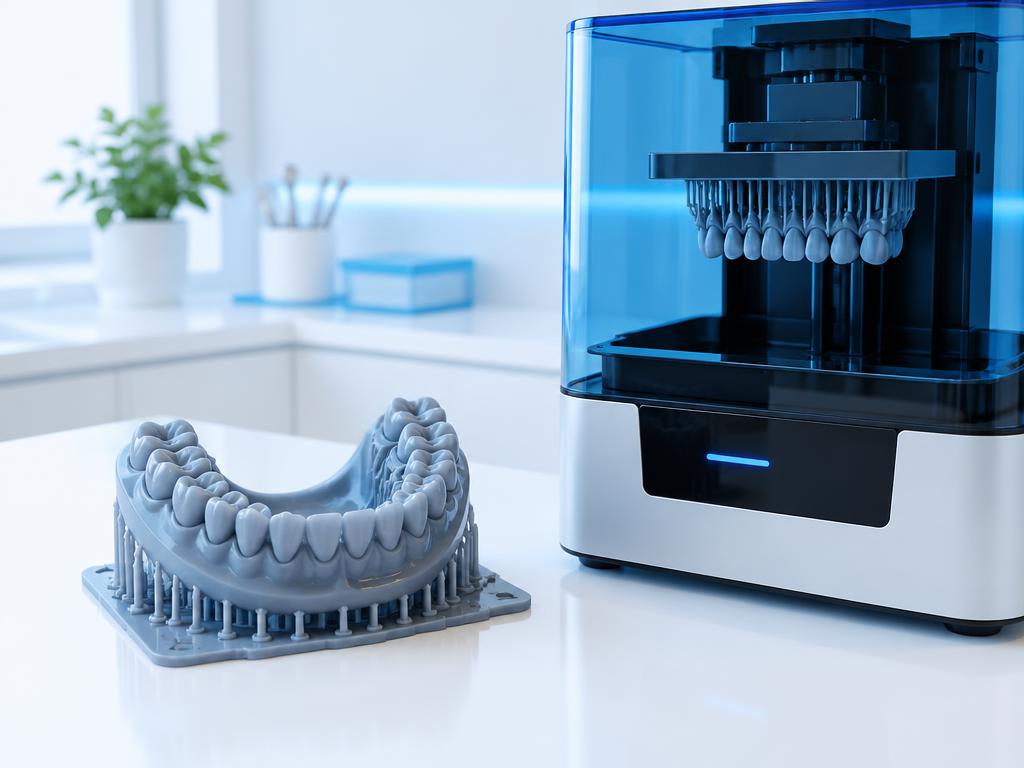 Modelo odontológico impresso em 3D e impressora odontológica